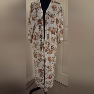 Ultra Flirt White Floral Sheer Kimono Dusters Women's Size L New With Tags